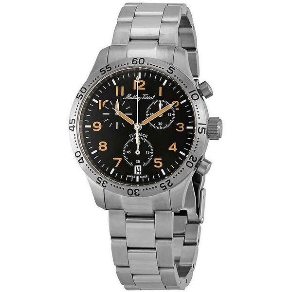 Mathey-Tissot Tipo 21 CronóGrafo Flyback Acero Inoxidable Esfera Negra Cuarzo H1821CHANO Reloj Para Hombre-image