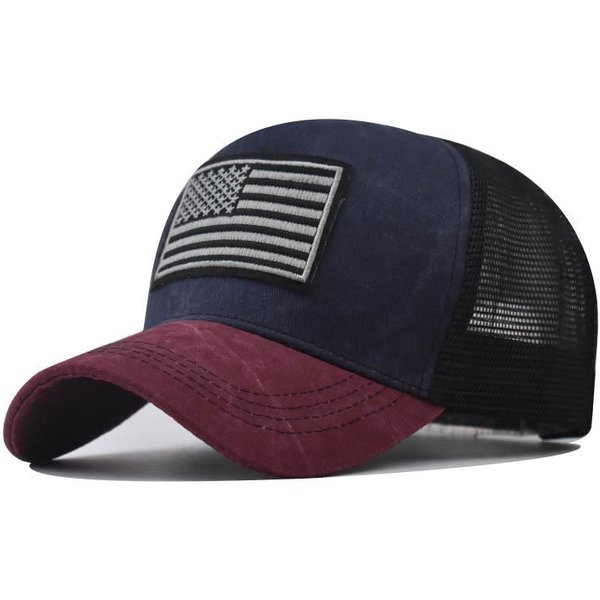 Modna BawełNiana MęSka Damska Taktyczna Modna Czapka Z Daszkiem USA Flaga AmerykańSka Outdoorowa Unisex Czapki Hip-Hopowe Do Biegania Kolor Granatowy-image