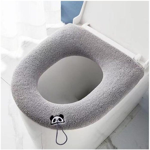 ZagęśCić Pokrowiec Na Deskę Sedesową Mata Zimowa CiepłA MięKka Zmywalna Mata Closestool Pokrowiec Na Sedes Pad Bidet Cover Akcesoria łAzienkowe Gray-image
