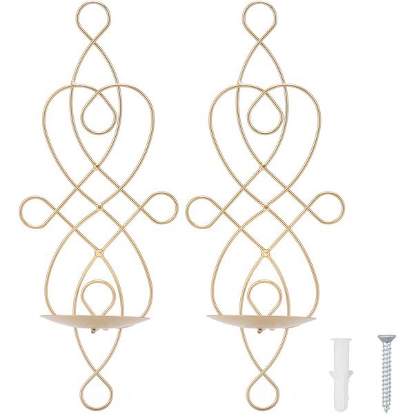 2 Juegos Candelabro De Pared De Hierro Plegable Resistencia A La DeformacióN Innovador Candelabro De Pared-image