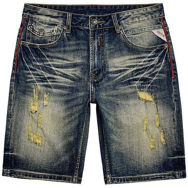 Nowe Retro Podarte Jeansowe Szorty MęSkie Letnie Cienkie PięCiopunktowe Spodnie Casualowe ŚRedniej DłUgośCi 34 Black-image