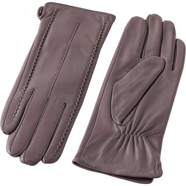 Guantes De Piel De Oveja Coloridos Para Mujer Europea Y Americana, Guantes De Moda CáLidos Para Invierno Con Forro De Terciopelo, Guantes De Cuero Genuino Para Exteriores L Gray-image