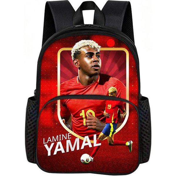 Aprende, Viaja Mochilas Escolares L-Lamin Yamal Con Bolsillo Frontal Mochila Estrella De FúTbol Mochila Para Libros Mejor Regalo Mochila Deportiva De FúTbol Red-image