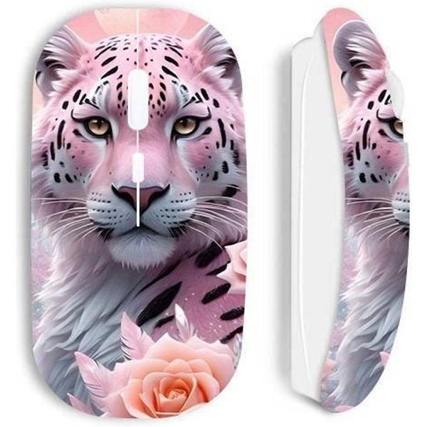 Mysz - Maniacase - Leopard RóżOwy śNieżNy - Bezprzewodowa - Optyczna - Ergonomiczna-image