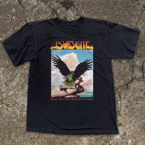 Budgie Nigdy Nie Odwracaj Się Unisex Czarny T-Shirt Rozmiar S-5XL Unisex T-Shirt M-image