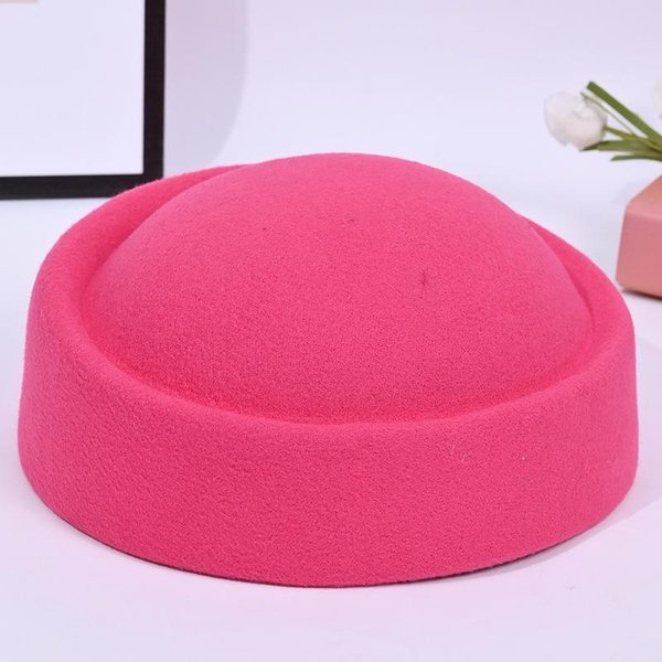 Jesień I Zima Retro WełNiany Cylinder Francuski Wysokiej Klasy Temperament Elegancki Prosty Wszechstronny Kapelusz Dla Kobiet CiepłY Adjustable Pink-image