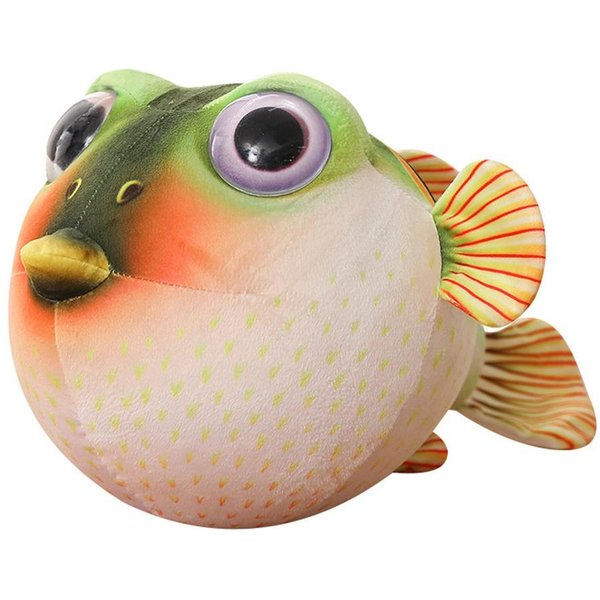 Urocza Maskotka Ryba-Puffer KreskóWkowa MięKka Wypchana Zabawka Puszysta Zabawka Poduszka Dekoracja Kanapy Sofy Sypialni Prezenty-image