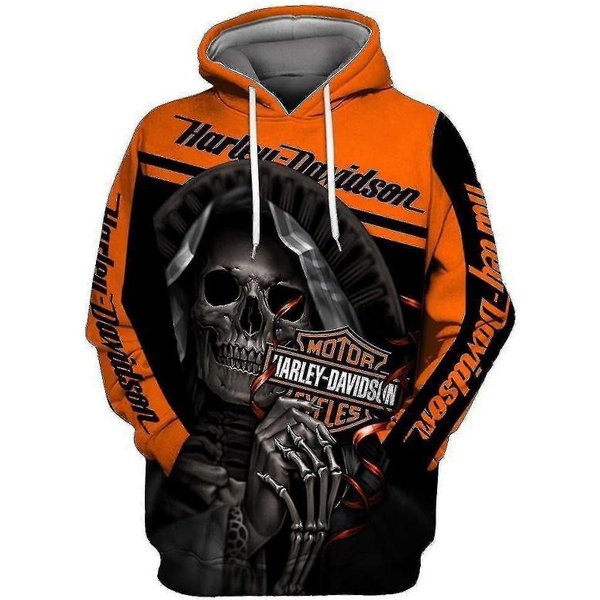 Sudadera Con Capucha Nueva 3D Skull Harley-Davidson Sudadera Con Capucha Jersey PulóVer Alta Calidad 5XL Black-image
