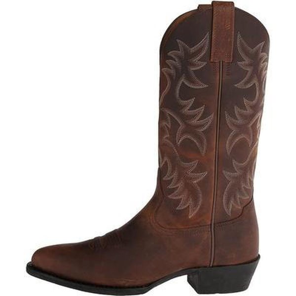 Botas Occidentales Desgastadas Retro Para Hombre Botas De Vaquero De Cuero Botas Altas Bordadas TacóN Grueso Punta Puntiaguda Botas De Caballero Botas Masculinas 10 MarróN-image