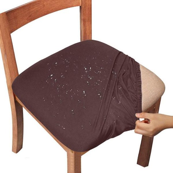 Funda De Silla Impermeable De Color SóLido Levivel EláStica Jacquard Spandex Cubre Asiento Protector De Silla EláStico Para Comedor 15 Colores 1 Piece Café Oscuro-image