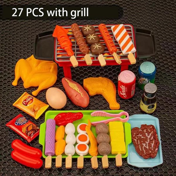 Dzieci Symulacja Zabawka Grillowa Kolekcja BBQ Gotowanie Udawana Zabawa Kuchnia Zabawki Interaktywny Grill Zabawkowe Jedzenie Naczynia Zestaw Idealny Do-image