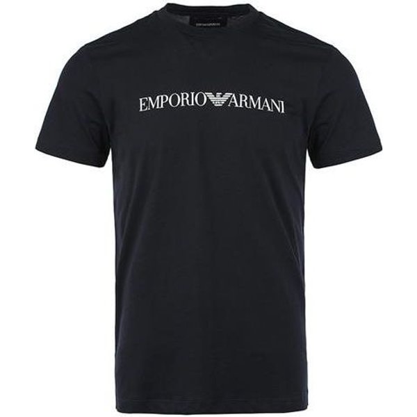Camiseta Informal De Manga Corta Con Estampado De Logo Emporio Armani Para Hombre Tops Azul Oscuro 8N1TN5-1JPZZ-0974 XXL Black-image