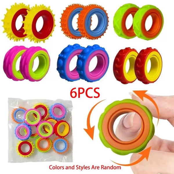 Silikonowy Obrotowy PierśCionek Fidget Sensoryczny Palcowy Spinner Anty-LęK Zabawka Do łAgodzenia Stresu Dla DorosłYch Adhd Autyzm Cicha Nagroda Do Klasy BiałY-image