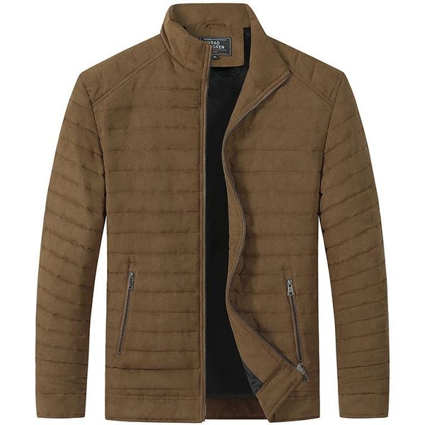 Abrigo De AlgodóN Para Hombre Chaqueta CáLida Gruesa De Terciopelo Para JóVenes Y Personas De Mediana Edad Chaqueta Casual De Moda Con Cuello Alto Xxxxl Black-image