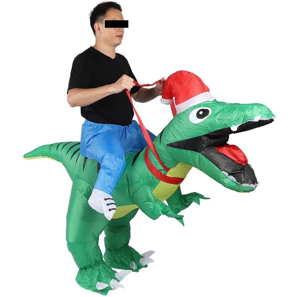 Kostium Dinozaura Do Jazdy Na BożE Narodzenie Kostium Cosplay Na BożE Narodzenie Zabawny Kostium Nadmuchiwany Dinozaura Do Jazdy Na BożE Narodzenie Dla Black-image