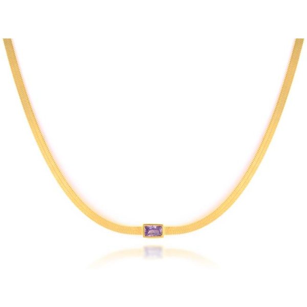 Canner Collar Cuadrado Morado Verde Circonita Para Mujer JoyeríA De Plata De Ley 925 Cadena Colgante Encantadora Gargantilla De 18K Bijoux Collar Beige-image