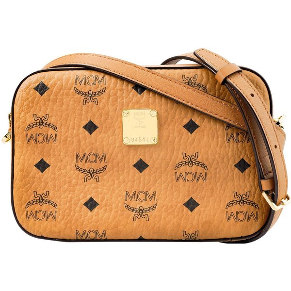 MCM Visetos PatróN De Cadena Lona Bolso De Hombro Cruzado Para Mujer MarróN CoñAc MWRAAVI03CO001 Basic Set (Bag+Dust Bag) Beige-image