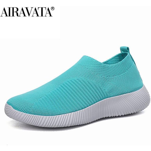 Zapatos Casuales Para Caminar Para Mujer, Ligeros, Transpirables, Calcetines Tejidos Voladores, Zapatos Para Correr 37 Blue-image