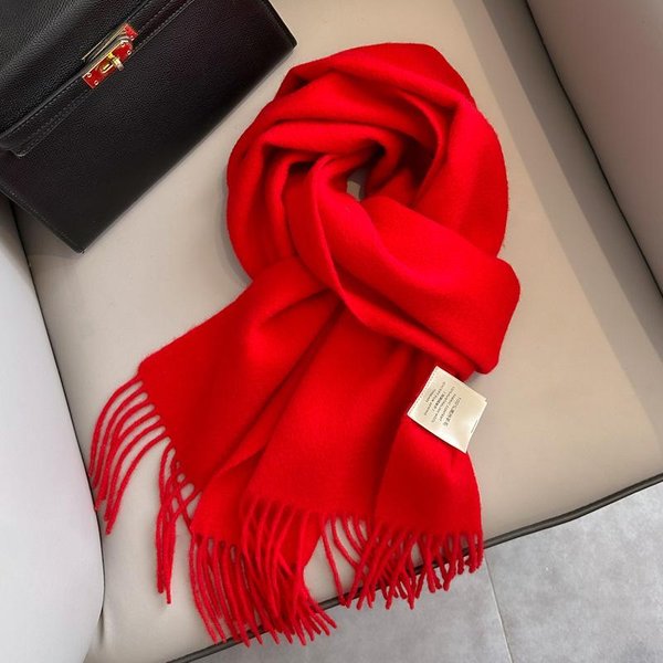 Bufanda De Lana De Lujo Para Mujer Color SóLido Invierno PañUelo De Cachemir CáLido Pashmina Chal Femenino Bufanda Bandana Chal Red-image