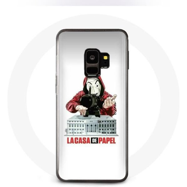 Coque Pour Samsung S9 Plus La Casa De Papel Masque Logo Fond Blanc-image