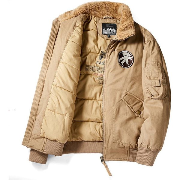 Chaqueta Acolchada Informal Lavada De AlgodóN, Con Hombros Sueltos, De Talla Grande, Nueva Chaqueta Acolchada Gruesa, Chaqueta Acolchada De Piloto Para Hombre, Chaqueta Acolchada Para Herramientas 5XL Beige-image