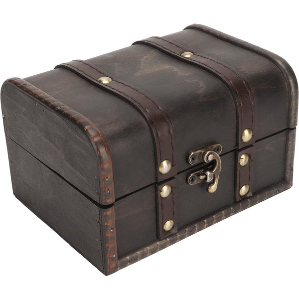 Caja Del Tesoro De Madera Vintage Elegante Antigua Gris Cofre Del Tesoro De Madera Para Almacenamiento JoyeríA Collar Gray-image