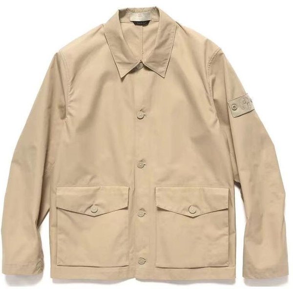 Chaqueta Con Parche De BrúJula Stone Island Beige Hombre Ropa De Abrigo Bronceado 7815437F1-V0090 M Beige-image