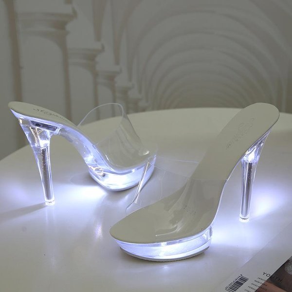 Seksowne Przezroczyste KryształOwe Obcasy Damskie Buty Wodoodporna Platforma Klub Nocny Wybieg Scena Szpilki 15Cm Wysokie Obcasy SandałY 36-image