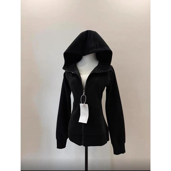 Streetwear Czarna Bluza Z Kapturem PłAszcz Odzież Damska Z Kapturem Rozpinana Dopasowany KróJ Y2K Kurtki Codzienna Moda Bluzy Ropa Mujer M Czarny-image