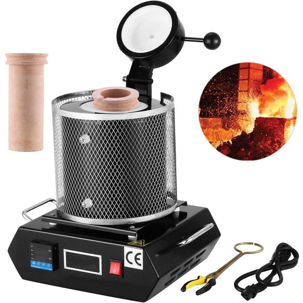 Piec Do Topienia ZłOta, 1350 W, Maksymalna Temperatura 1150°C, Cyfrowa Elektryczna Maszyna Do Pieca TopiąCego, Z Ceramicznym Tyglem 3 Kg, Do Odlewania, Rafinacji Metali Szlachetnych-image