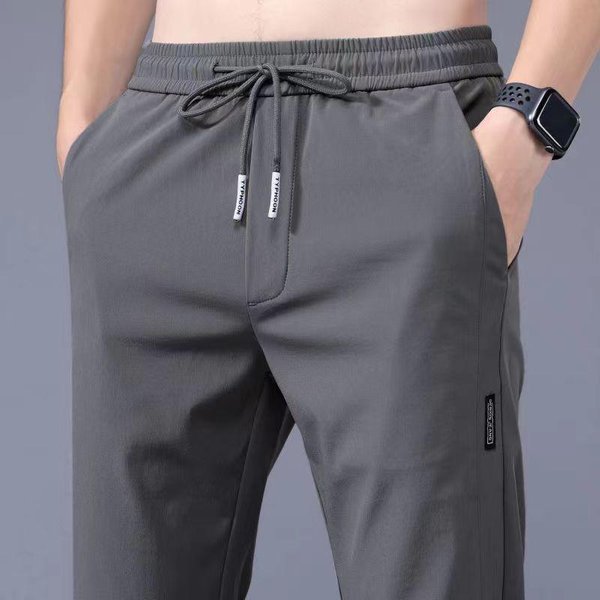 Pantalones Casuales De Seda Helada De Secado RáPido Para Hombre – Transpirables, Corte Ajustado, Pierna Recta 2XL Gris Oscuro-image