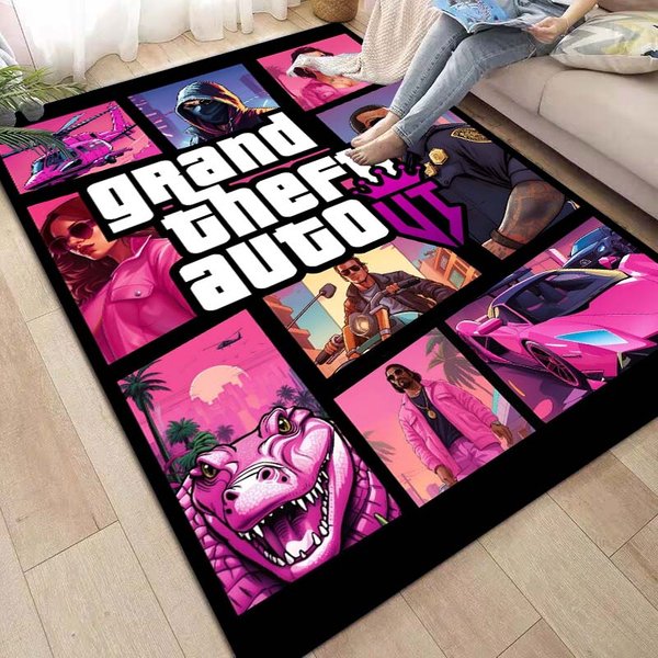 Alfombrilla De Juego Grand Theft Auto GTA 6 Para Sala De Estar, Dormitorio, DecoracióN De Sofá, Alfombrilla Antideslizante Para Zona Infantil, Regalo. 70X100Cm( 27X39In )-image