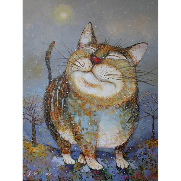 Bordado De Diamantes De Taladro Redondo Completo Gato Divertido 5D DIY Pintura De Diamantes Punto De Cruz PedreríA 20X30CM-image