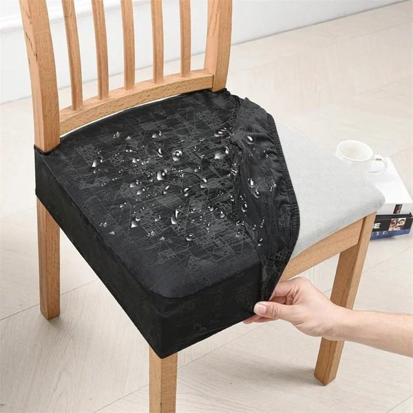 1/6 Sztuk Wodoodporny Pokrowiec Na KrzesłO Ze SkóRy PU Zdejmowane Pokrowce Na KrzesłA Jadalne Elastyczne Pokrowce Na Siedzisko KrzesłA Do Kuchni Hotelu Wesela 1PC Black-image