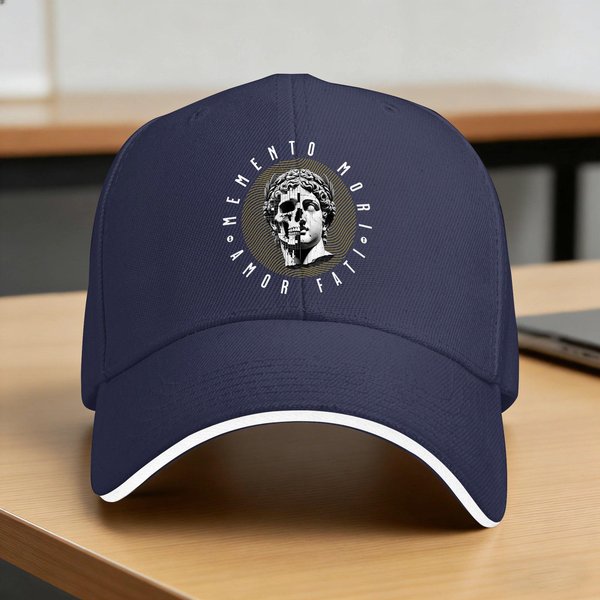 Memento Mori Amor Fati Czaszka Stoicyzm Czapka Z Daszkiem Streetwear MęSka DorosłA Hip Hopowe Czapki Niestandardowe Logo Sporty Na śWieżYm Powietrzu Czapki Baseballowe One Size Gray-image