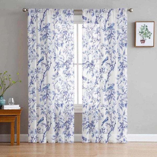 Styl Wiejski LiśCie Robin Sheer ZasłOny Do Sypialni Salon Dekoracja ZasłOny Okiennej Kuchnia Tiul Woal Organza ZasłOny W135 X H115Cm X1&Rod Pocket-image