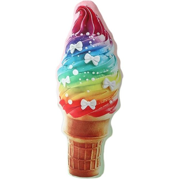 Almohada De Peluche Con Forma De Cono De Helado CojíN Relleno Con Imagen Impresa CojíN Largo DecoracióN De Sofá De Verano Regalo Para Novia-image