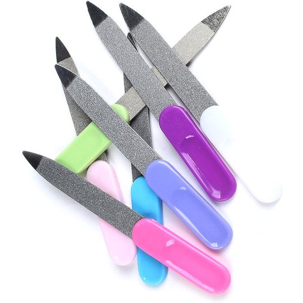 2 Szt. Dwustronny Metalowy Pilnik Do Paznokci Ze Stali Nierdzewnej Manicure Pedicure Tool Gray-image