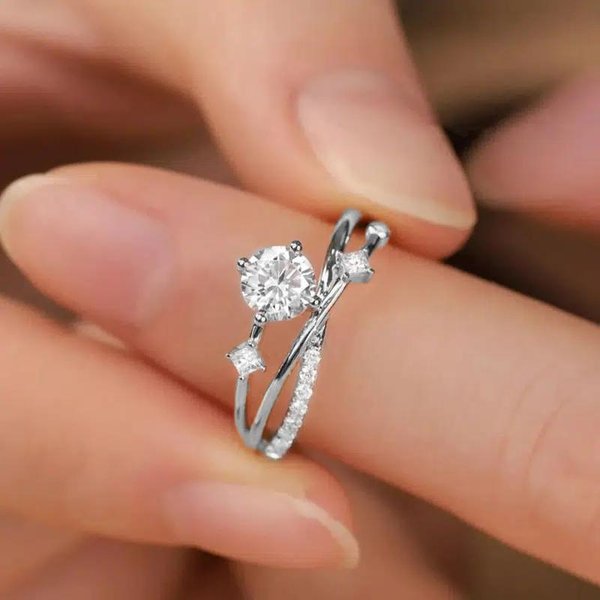 Huitan Anillos De Moda Para Mujer Nuevos Accesorios De Boda Deslumbrante Circonita CúBica Temperamento Elegante JoyeríA De Compromiso Femenina 8-image