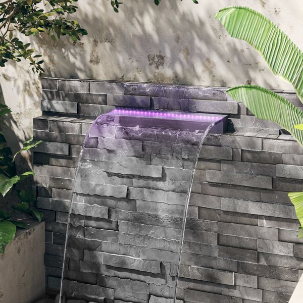 Vidaxl CañO Para Cascada Con IluminacióN Led Rgb, AcríLico, 60 Cm-image