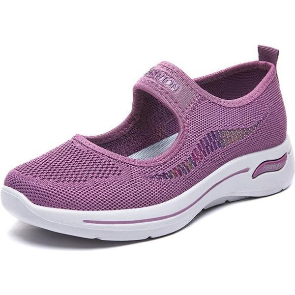 Zapatos Casuales Para Mujer, Mocasines Sin Cordones, Mocasines Suaves Para Mujer, Calzado Plano Para Mujer, Zapatos Para Caminar Al Aire Libre De Talla Grande, Malla Transpirable 36 PúRpura-image