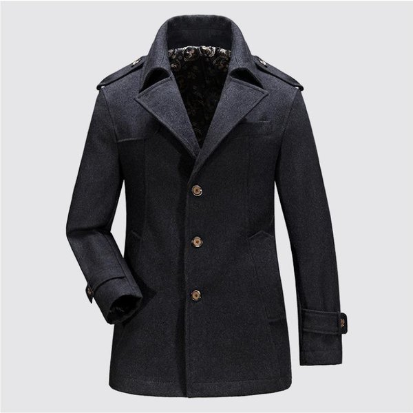 Abrigo De OtoñO E Invierno Para Hombre Abrigo Casual Medio Y Largo Con Cuello De Traje De Doble Botonadura Top Xxxl-image