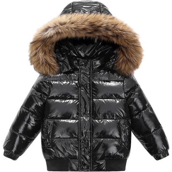 Chaqueta De PlumóN Para NiñOs Gruesa CáLida Abrigo De PlumóN Para NiñOs Capucha Abrigo Acolchado Para NiñOs Y NiñAs Cortavientos Chaqueta De Invierno Para Adolescentes 120Cm Negro-image