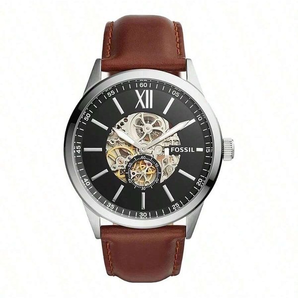 Reloj AutomáTico Para Hombre Con Esfera Calada Esfera Correa De Cuero. Perfecto, Muestra Marcadores, Regalo De Empresa VersáTil, DíA Del Padre BQ2270 Negro-image