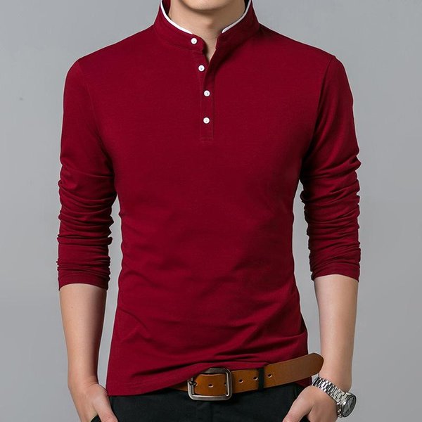 Nueva Camiseta De Manga Larga Para Hombre, CláSica, De Color SóLido, Para JóVenes Y De Mediana Edad, De Moda, Informal, De Negocios, Para Hombre Xxxl Black-image