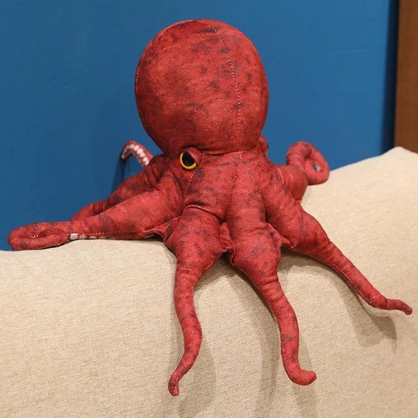 Animal De Peluche Pulpo Realista 3D Juguete De Peluche Pulpo Rojo Suave Peluche Lindo De Criatura Marina Almohada Juguete Para Abrazar Regalo De CumpleañOs 80Cm-image