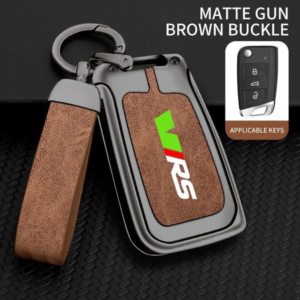 Dla Skoda VRS Octavia 1 2 3 Rapid Kodiaq Karoq RS Fabia Kamiq Superb Stop Cynku Etui Pokrowiec Na Kluczyk Samochodowy Smart Ydpf68 Brown-image