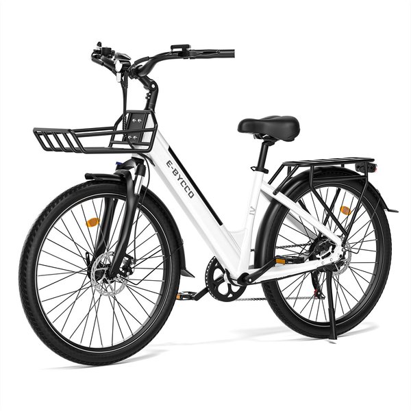 E-BYCCO V1 Miejski Wygodny Rower Elektryczny Bateria 36V15.6AH Silnik 500W PręDkość Maksymalna 25KM/H Opony 28 Calowe Miejski Rower Elektryczny Dla Unisex BiałY-image
