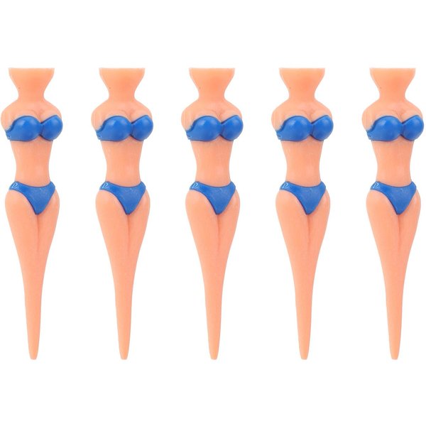 5 Szt. Tee Golfowych Plastikowych AntypośLizgowych Lady Bikini Girl Tee Do ćWiczeń Golfa Do Treningu Golfowego Niebieskie-image
