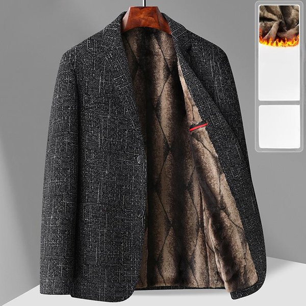 Nuevo Traje Casual Chernel De OtoñO E Invierno Para Hombre Con Forro CáLido De Terciopelo Dorado Traje Slim 4XL Black-image